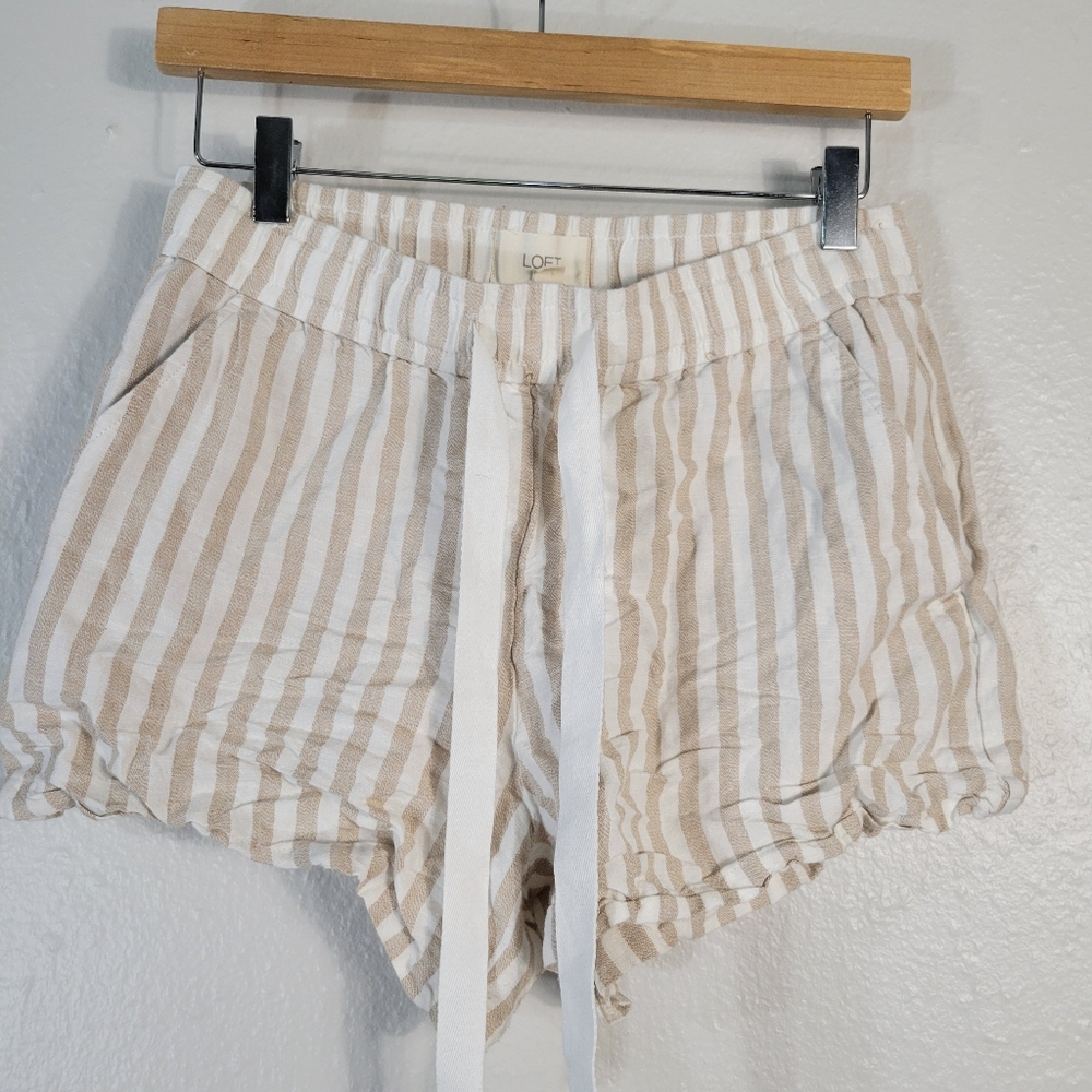 Loft linen blend striped shorts